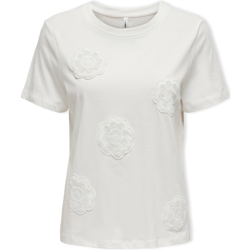Abbigliamento Donna Top / Blusa Only Top Tulle Life S/S - Cloud Dancer Bianco