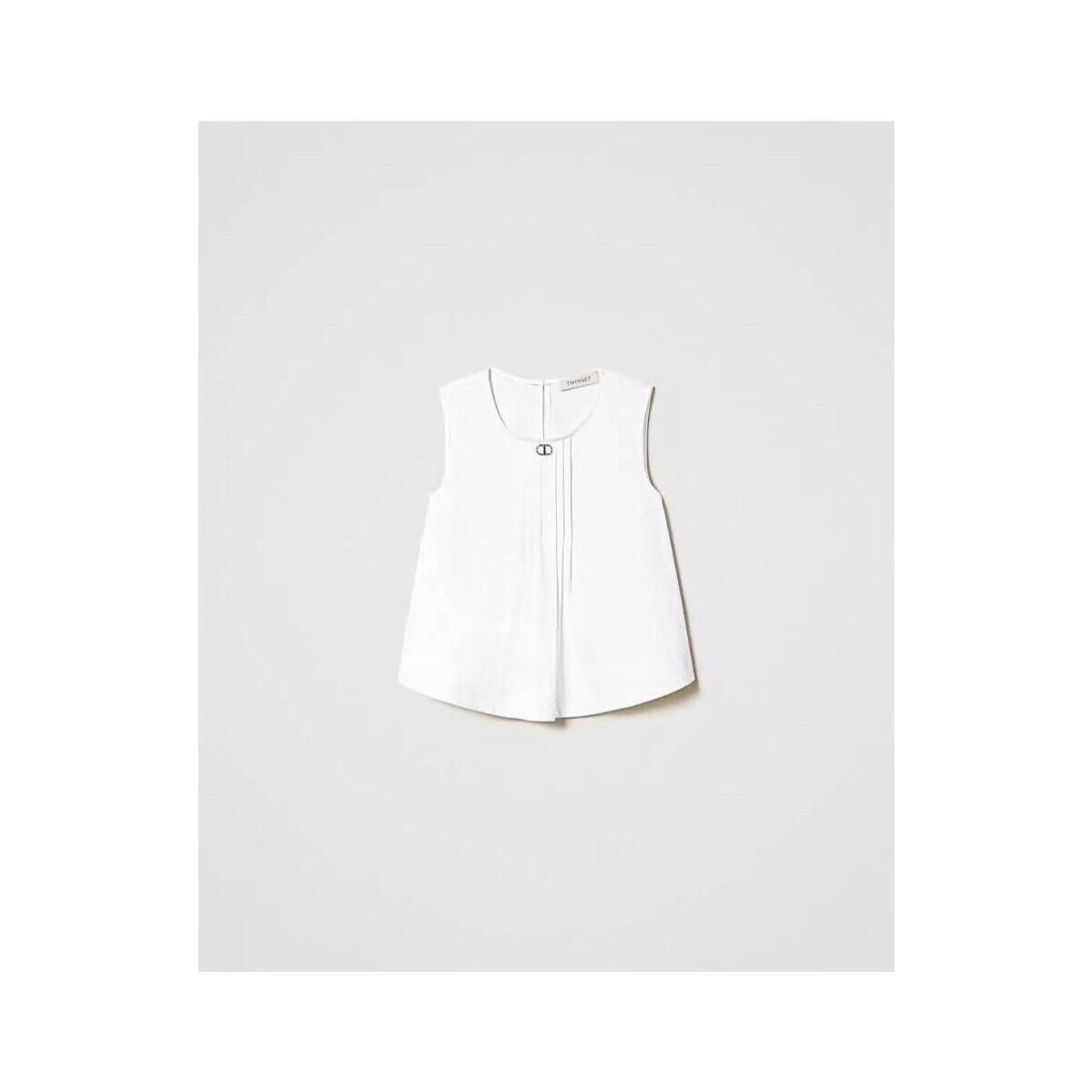 Abbigliamento Bambina Top / T-shirt senza maniche Twin Set Top con pieghe davanti 241GJ2220 Bianco