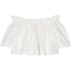 Abbigliamento Bambina Top / Blusa Twin Set Blusa off shoulder in pizzo 241GJ2Q20 Bianco
