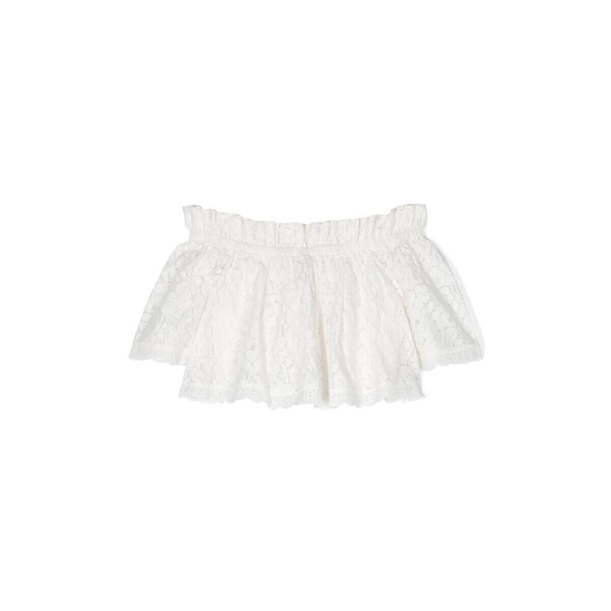 Abbigliamento Bambina Top / Blusa Twin Set Blusa off shoulder in pizzo 241GJ2Q20 Bianco
