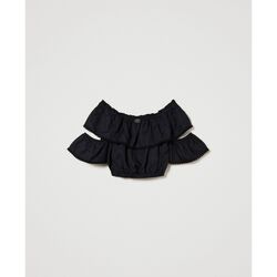 Abbigliamento Bambina Giacche / Blazer Twin Set Blusa cropped con balza 241GJ2011 Nero