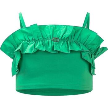 Abbigliamento Bambina Top / T-shirt senza maniche Twin Set Top con volant in popeline 241GJ2040 Verde