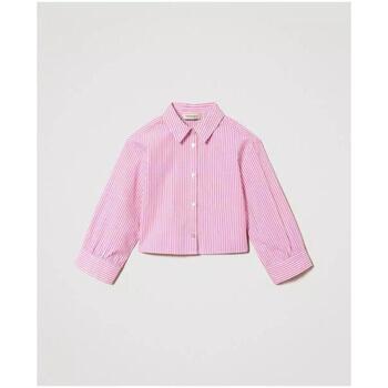 Abbigliamento Bambina Camicie Twin Set Camicia in popeline a righe 241GJ2210 Rosa