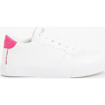 Scarpe Bambina Sneakers basse Twin Set Sneakers bassa con lacci in pelle 241GCJ140 Bianco