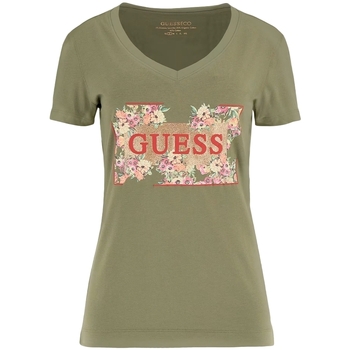Abbigliamento Donna T-shirt maniche corte Guess Fleurs Kaki