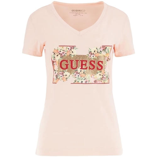 Abbigliamento Donna T-shirt maniche corte Guess Fleurs Rosa