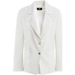 Abbigliamento Donna Giacche / Blazer Fracomina Blazer regular monopetto in viscosa e lino FS24SJ2006W69301 Bianco