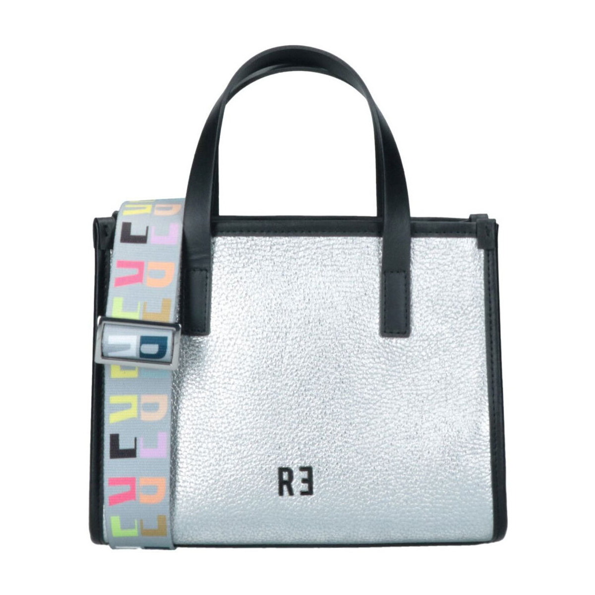 Borse Donna Tote bag / Borsa shopping Rebelle Minibag Virtus argento laminato con tracolla Argento
