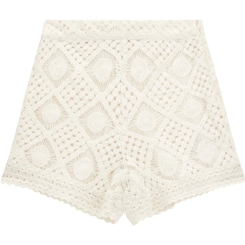 Abbigliamento Bambina Shorts / Bermuda Guess Shorts in cotone vita alta con zip sul fianco J4GD10KC7R0 Bianco