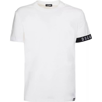 Image of T-shirt & Polo Dsquared tshirt bianca logo stripe