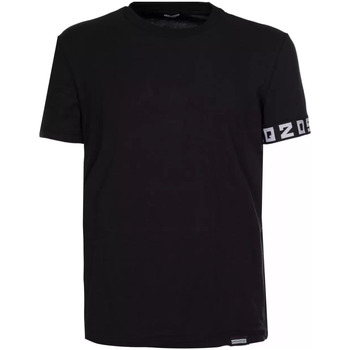 Image of T-shirt & Polo Dsquared tshirt nera stripe logo