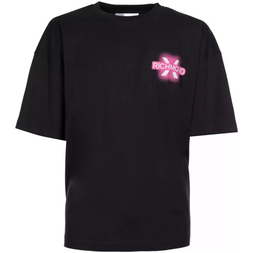 Abbigliamento Uomo T-shirt & Polo John Richmond t-shirt nera logo rosa Nero