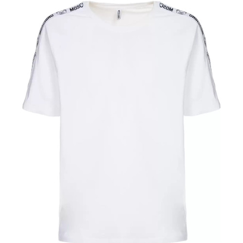 Abbigliamento Uomo T-shirt & Polo Moschino t-shirt bianca stripes orsetto Bianco