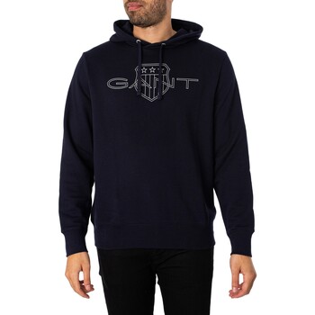 Gant Felpa con cappuccio pullover con logo grafico Blu