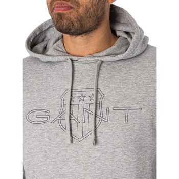 Gant Felpa con cappuccio pullover con logo grafico Grigio