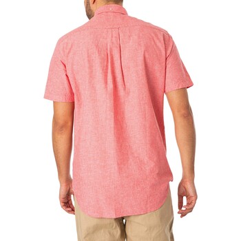 Gant Camicia a maniche corte in cotone e lino regolare Rosa