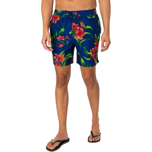 Abbigliamento Uomo Costume / Bermuda da spiaggia Superdry Pantaloncini da bagno 17 con stampa hawaiana Blu
