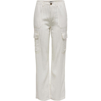 Abbigliamento Donna Pantaloni Only Onlmalfy-Caro Linen Cargo 15310985 Bianco