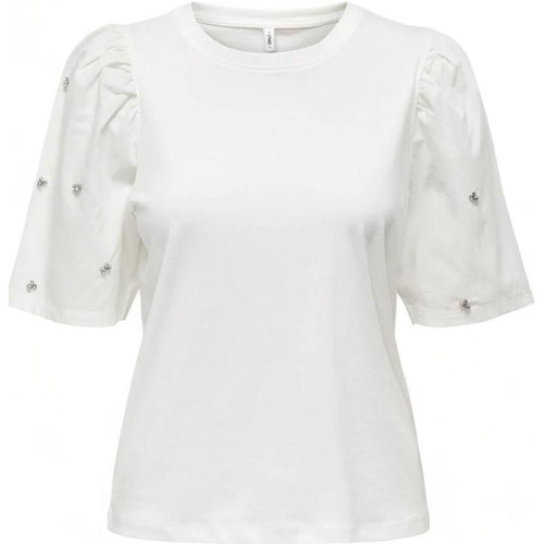 Abbigliamento Donna T-shirt maniche corte Only ONLLINA S/S PUFF SHINE TOP JRS 15315551 Bianco