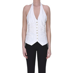 Abbigliamento Donna Top / T-shirt senza maniche Blugirl Gilet gessato in lurex TPT00003120AE Bianco