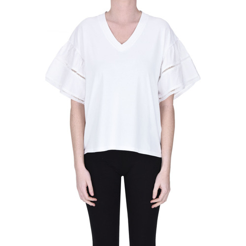 Abbigliamento Donna T-shirt & Polo Woolrich T-shirt  con maniche in sangallo TPS00003122AE Bianco