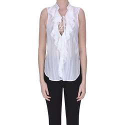 Abbigliamento Donna Top / T-shirt senza maniche Dondup Blusa con ruches TPT00003118AE Bianco