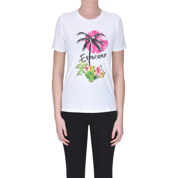 Abbigliamento Donna T-shirt & Polo Ermanno Scervino T-shirt stampata con strass TPS00003104AE Bianco