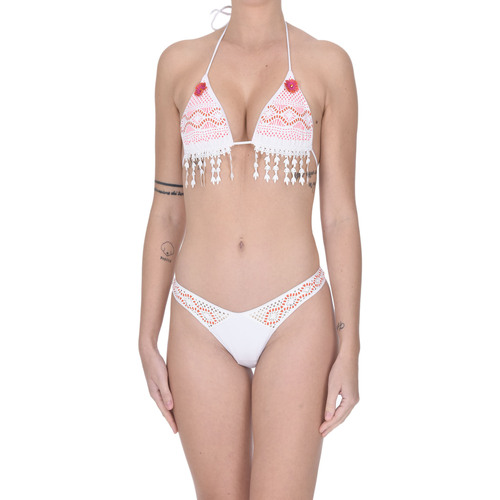 Abbigliamento Donna Costume a due pezzi Pin-Up Stars Bikini con inserti in ecopelle traforata CST00003001AE Bianco