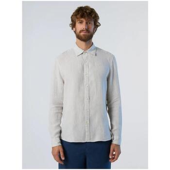 Abbigliamento Uomo Camicie maniche lunghe North Sails Camicia in puro lino collo alla francese 664300 Bianco