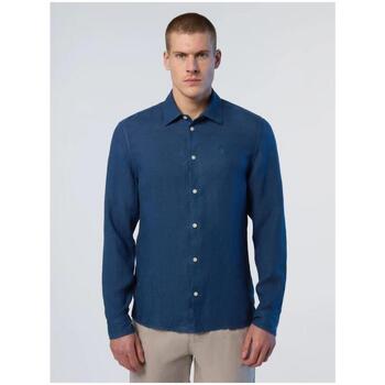 Abbigliamento Uomo Camicie maniche lunghe North Sails Camicia in puro lino collo alla francese 664300 Blu