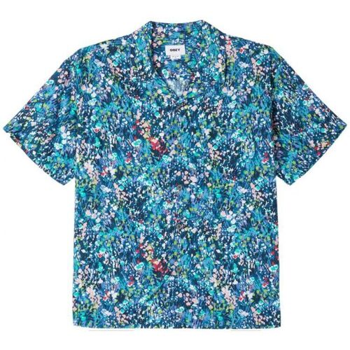 Abbigliamento Uomo Camicie maniche lunghe Obey Camicia The Garden Uomo Teal Blue Multi Blu
