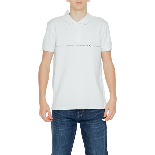 Abbigliamento Uomo Polo maniche corte Calvin Klein Jeans LOGO REPEAT J30J325432 Bianco