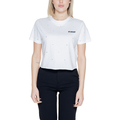 Abbigliamento Donna T-shirt maniche corte Guess SKYLAR CROP V4GI08 JA914 Bianco