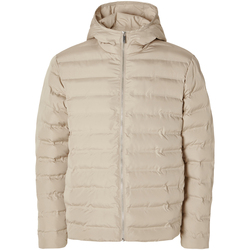 Abbigliamento Uomo Piumini Selected Barry Quilted Hooded Jacket Pure Cashmere Beige