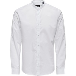 Abbigliamento Uomo Camicie maniche lunghe Only & Sons  ONSSNE LIFE LS MAO SOLID POPLIN SHITR Bianco
