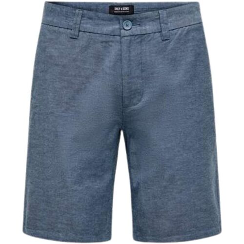 Abbigliamento Uomo Shorts / Bermuda Only & Sons  ONSMARK 0011 COTTON LINEN SHORT NOOS Blu