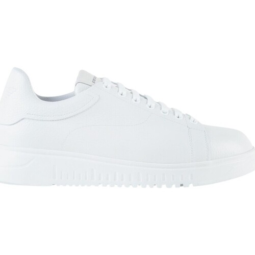Scarpe Uomo Running / Trail Emporio Armani Sneakers in pelle bottalata con logo Bianco