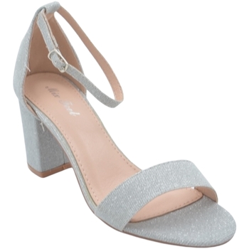 Image of Sandali Malu Shoes Scarpe Sandalo alto donna argento tessuto satinato tacco doppio 5 cm c