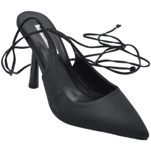Scarpe Donna Décolleté Malu Shoes Decollete a punta donna in raso nero tallone scoperto allacciat Nero