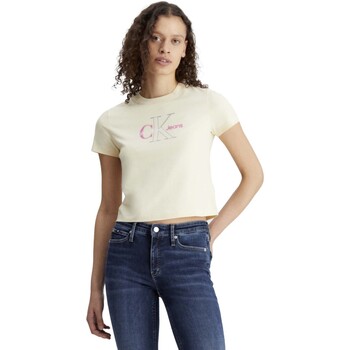 Abbigliamento Donna T-shirt & Polo Ck Jeans Bold Monologo Baby T Beige