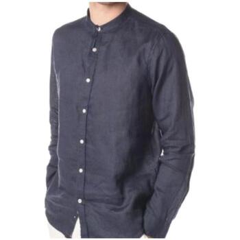 Abbigliamento Uomo Camicie maniche lunghe Gianni Lupo Camicia coreana puro lino GL7620S Blu