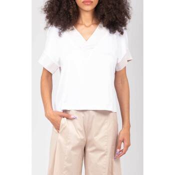 Abbigliamento Donna T-shirt & Polo Blubianco TS19JC WHITEBEIGE Bianco