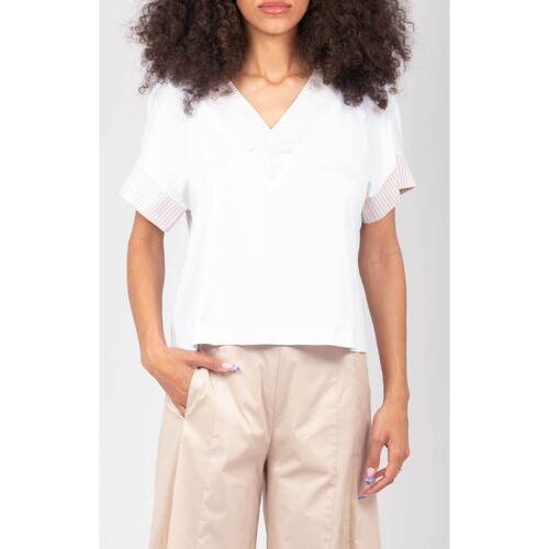 Abbigliamento Donna T-shirt & Polo Blubianco TS19JC WHITEBEIGE Bianco