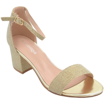 Scarpe Donna Sandali Malu Shoes Sandalo alto donna oro tessuto satinato tacco doppio 3 cm cintu Oro