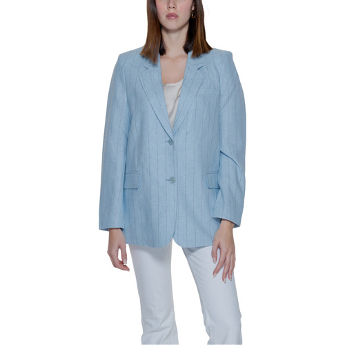 Abbigliamento Donna Giacche / Blazer Vero Moda Vmmindy Ls Loose Pinstripe Linen 10304657 Blu