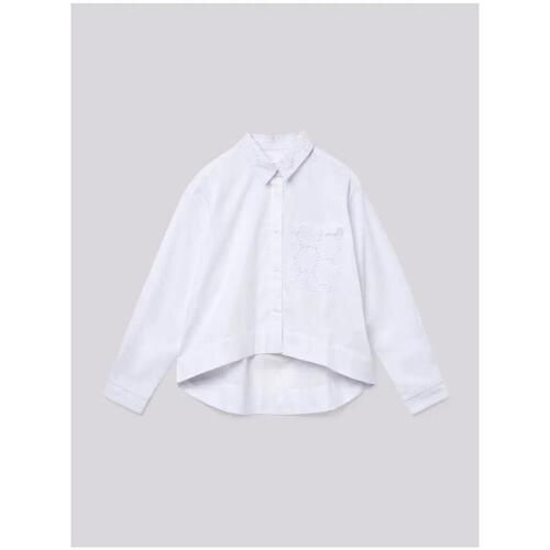 Abbigliamento Bambina Camicie maniche lunghe Replay Camicia realizzata  di cotone stretch SG1074.050 Bianco