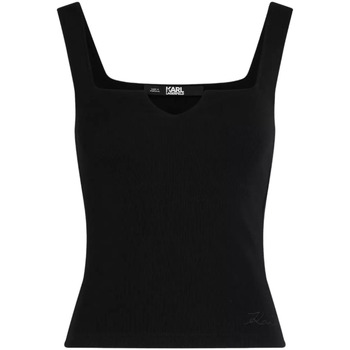 Abbigliamento Donna T-shirt & Polo Karl Lagerfeld top nero a costine Nero