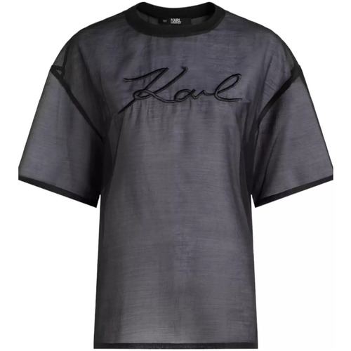 Abbigliamento Donna T-shirt & Polo Karl Lagerfeld tshirt nera organza Nero