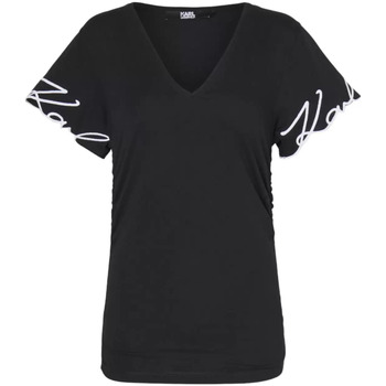 Abbigliamento Donna T-shirt & Polo Karl Lagerfeld tshirt signature nera Nero