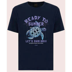 Abbigliamento Uomo T-shirt maniche corte Effek T-SHIRT BLU CON GRAFICA Blu